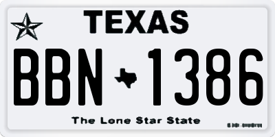 TX license plate BBN1386