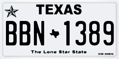 TX license plate BBN1389