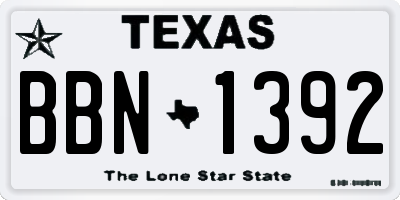 TX license plate BBN1392