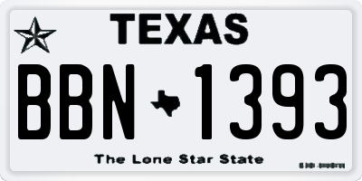 TX license plate BBN1393