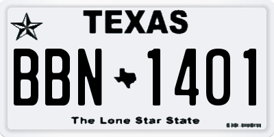TX license plate BBN1401