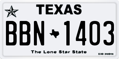 TX license plate BBN1403