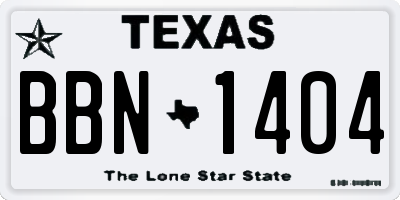 TX license plate BBN1404