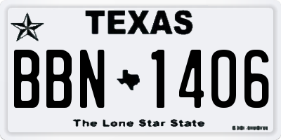 TX license plate BBN1406