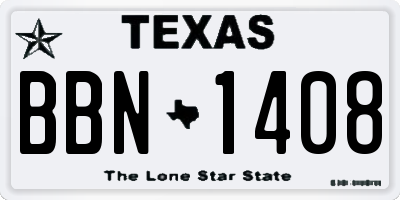 TX license plate BBN1408