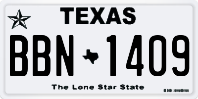 TX license plate BBN1409