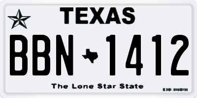 TX license plate BBN1412