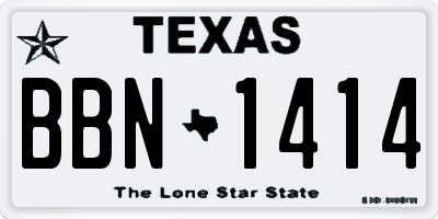 TX license plate BBN1414