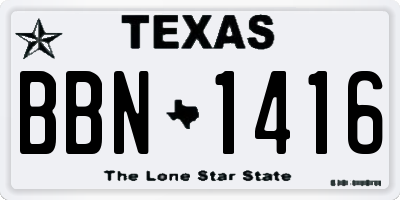 TX license plate BBN1416