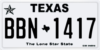 TX license plate BBN1417
