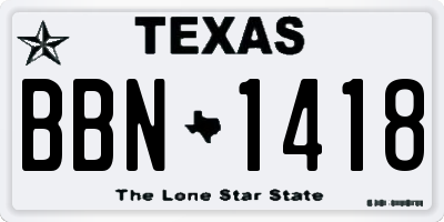 TX license plate BBN1418