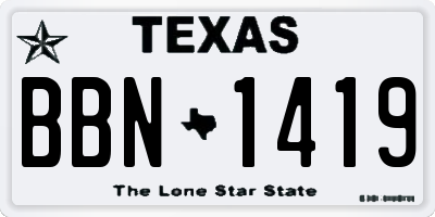 TX license plate BBN1419