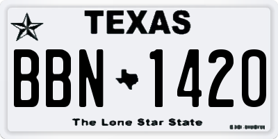 TX license plate BBN1420