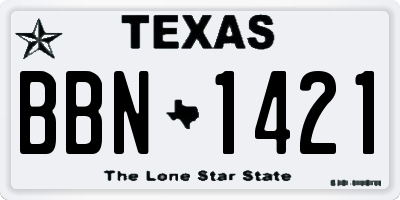 TX license plate BBN1421