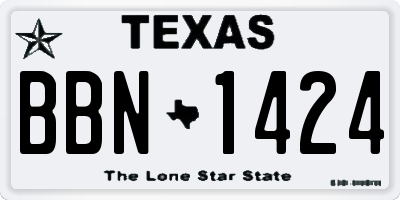 TX license plate BBN1424