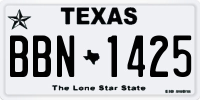 TX license plate BBN1425