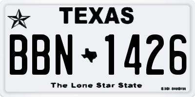 TX license plate BBN1426