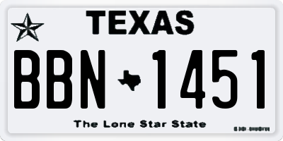 TX license plate BBN1451