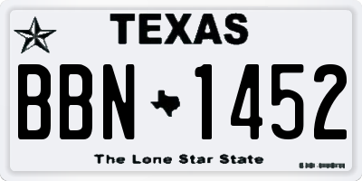 TX license plate BBN1452