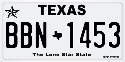 TX license plate BBN1453