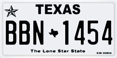 TX license plate BBN1454