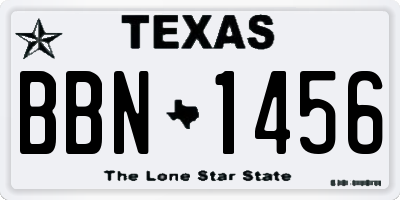 TX license plate BBN1456