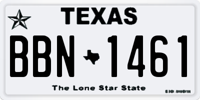 TX license plate BBN1461