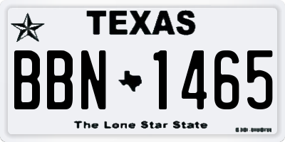 TX license plate BBN1465