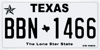 TX license plate BBN1466
