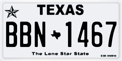 TX license plate BBN1467