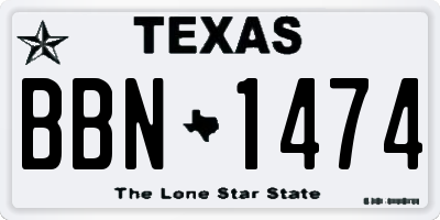 TX license plate BBN1474