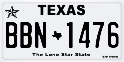 TX license plate BBN1476