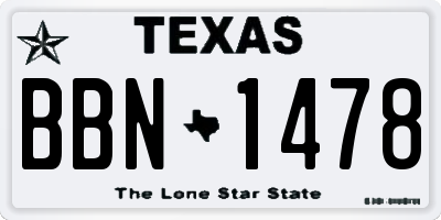 TX license plate BBN1478