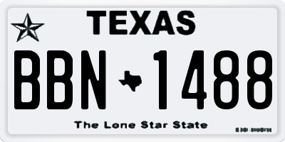 TX license plate BBN1488