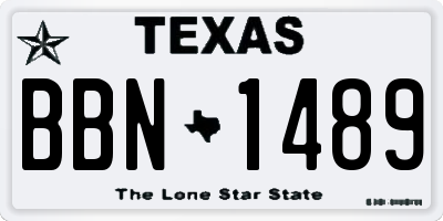 TX license plate BBN1489