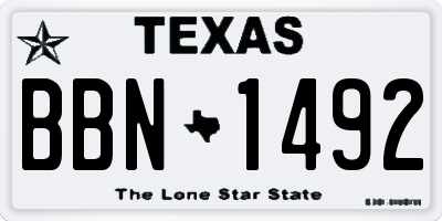 TX license plate BBN1492