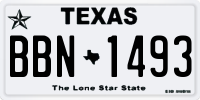 TX license plate BBN1493