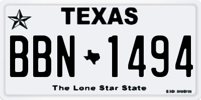 TX license plate BBN1494