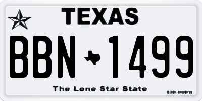 TX license plate BBN1499