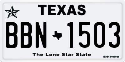 TX license plate BBN1503