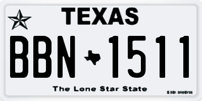 TX license plate BBN1511