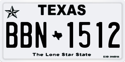 TX license plate BBN1512