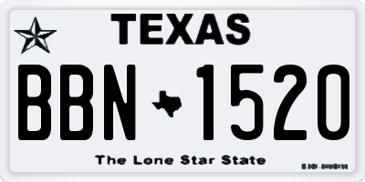 TX license plate BBN1520