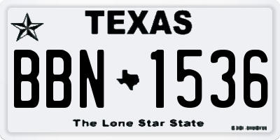 TX license plate BBN1536