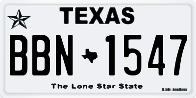 TX license plate BBN1547