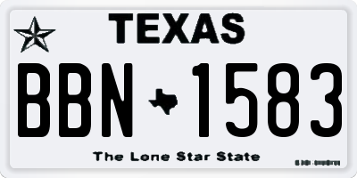 TX license plate BBN1583