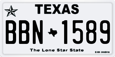 TX license plate BBN1589