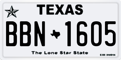 TX license plate BBN1605