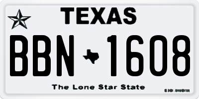 TX license plate BBN1608