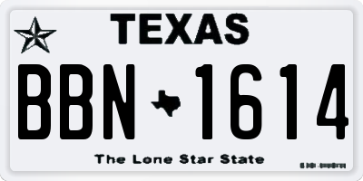 TX license plate BBN1614